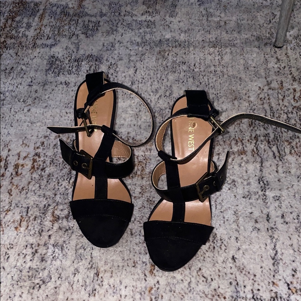 Nine West Black Open-Toe Heels